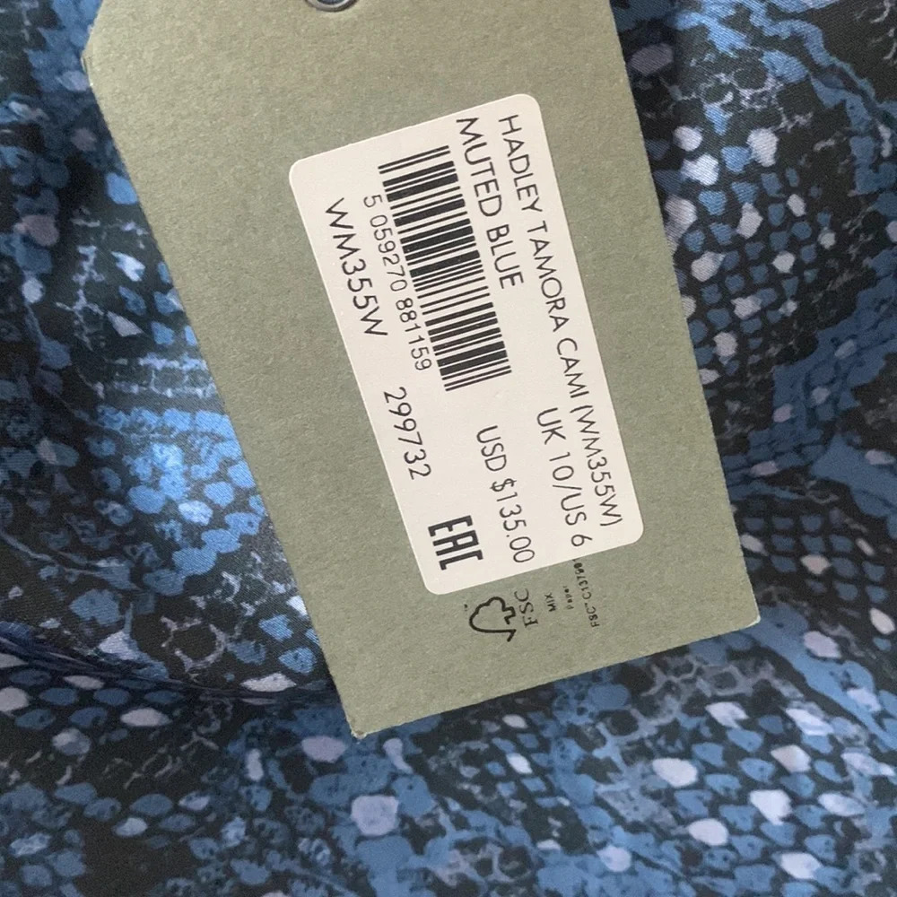 NWT All Saints Hadley Tamora Snakeskin Print Camisole Blue UK size 10/ US size 6 - Picture 7 of 10